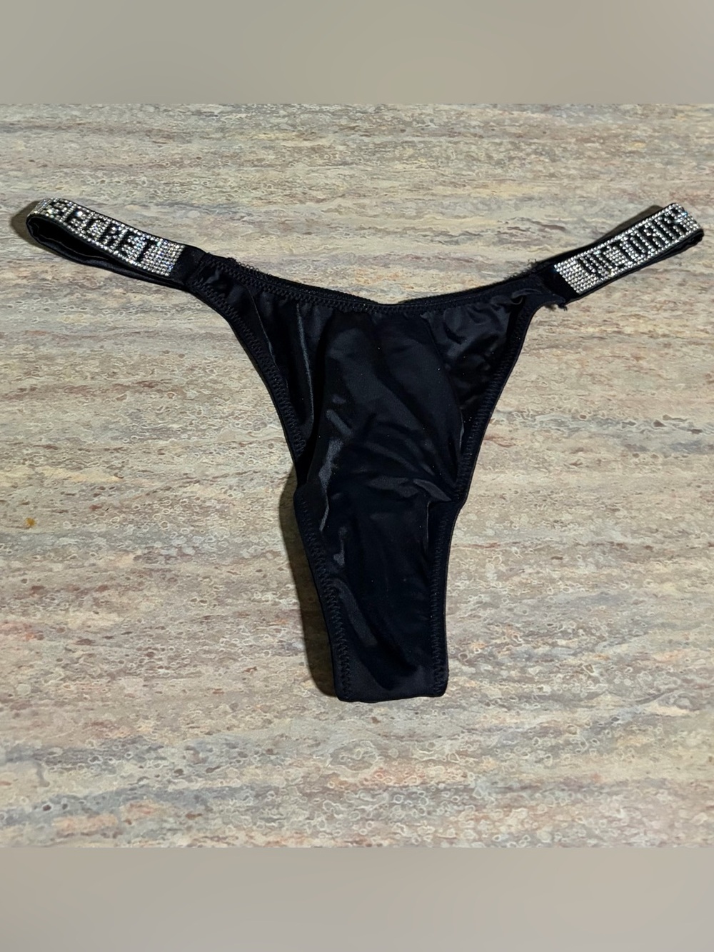 NWOT Victoria’s Secret Very Sexy Thong Black Rhinestone-Accent Panty